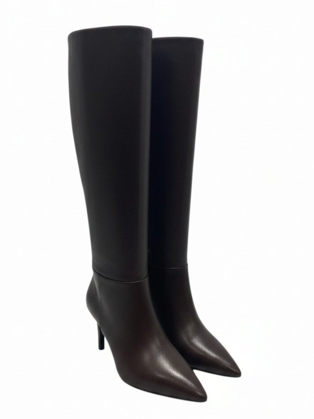 NEW LARROUDE Kate Mid Heeled Brown Leather Boots Women's Size 6